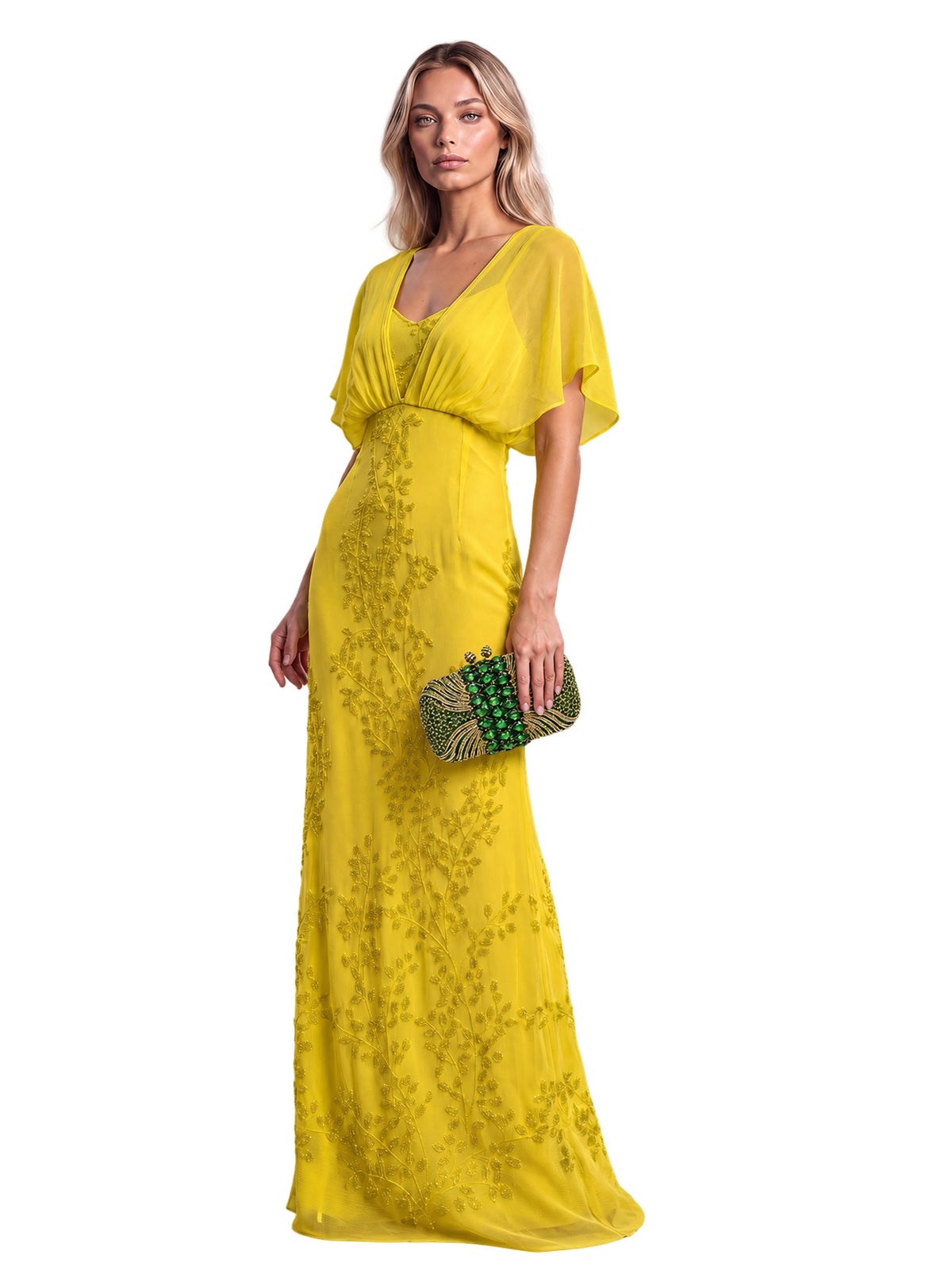 VESTIDO NEW KELSY GASA BORDADA