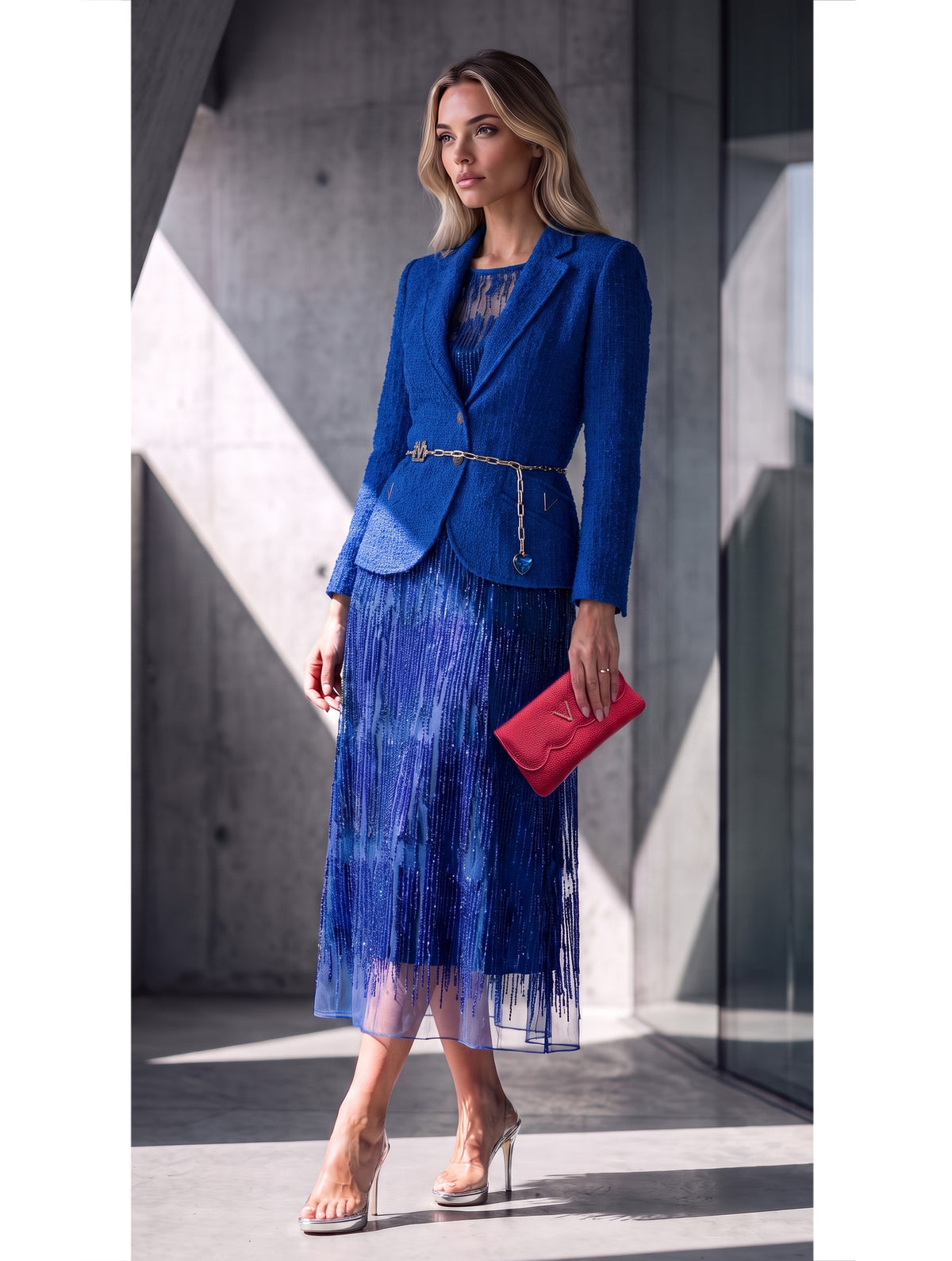 VESTIDO MIDI EVASE TUL BORDADO