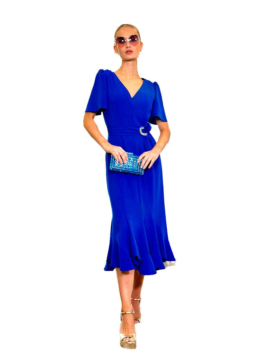 VESTIDO MIDI V QUILLAS