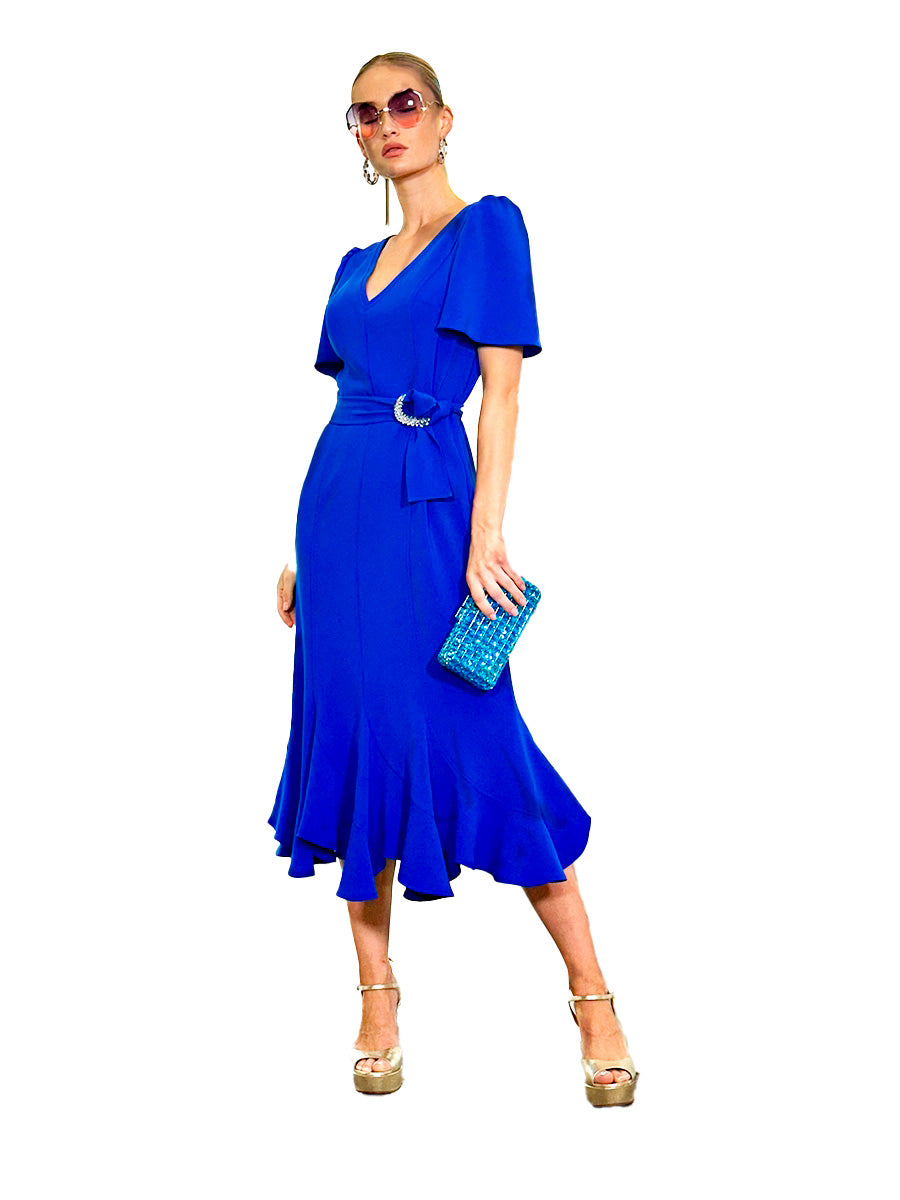 VESTIDO MIDI V QUILLAS