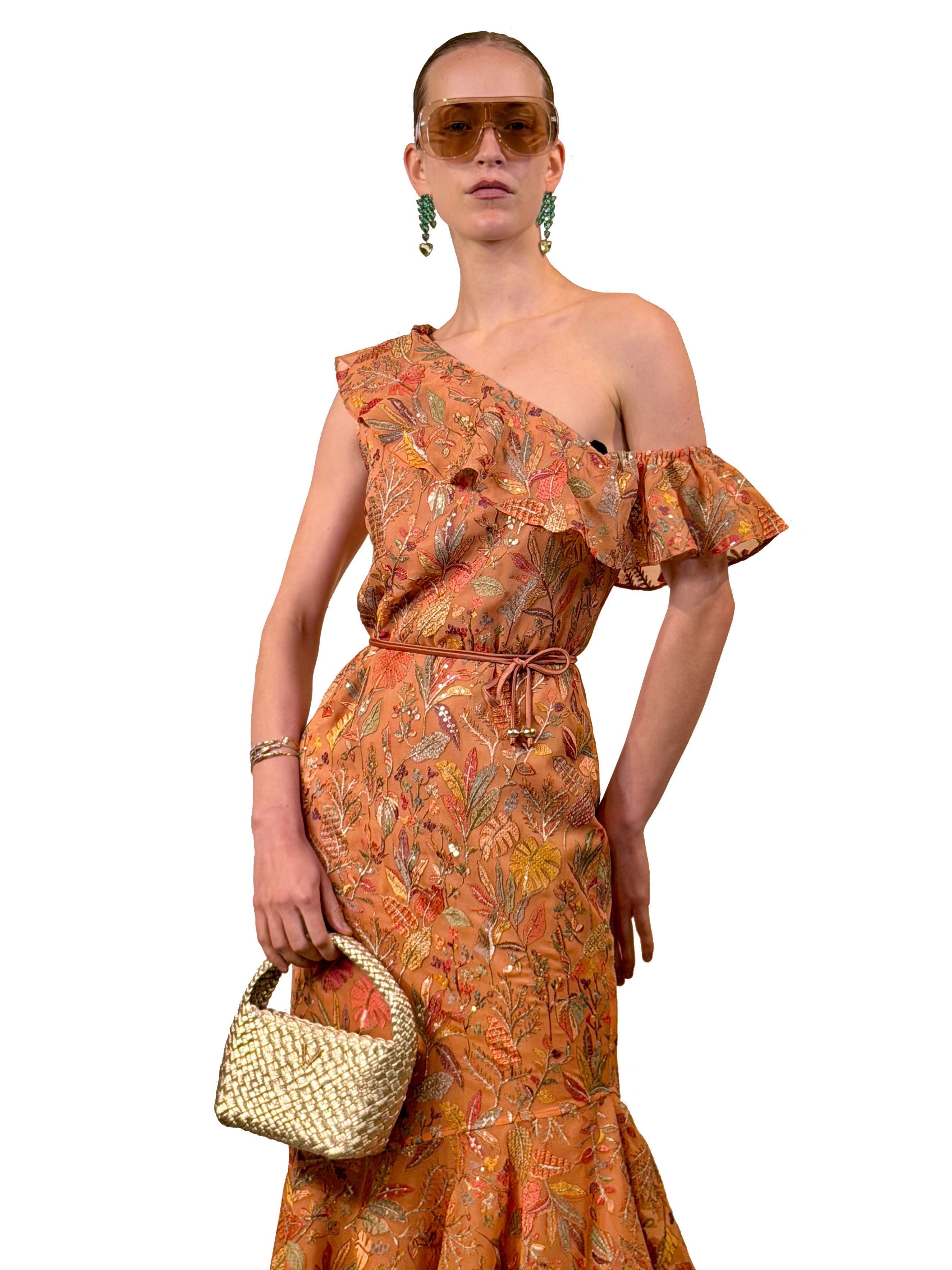 VESTIDO ASIMETRICO GASA BORDADA