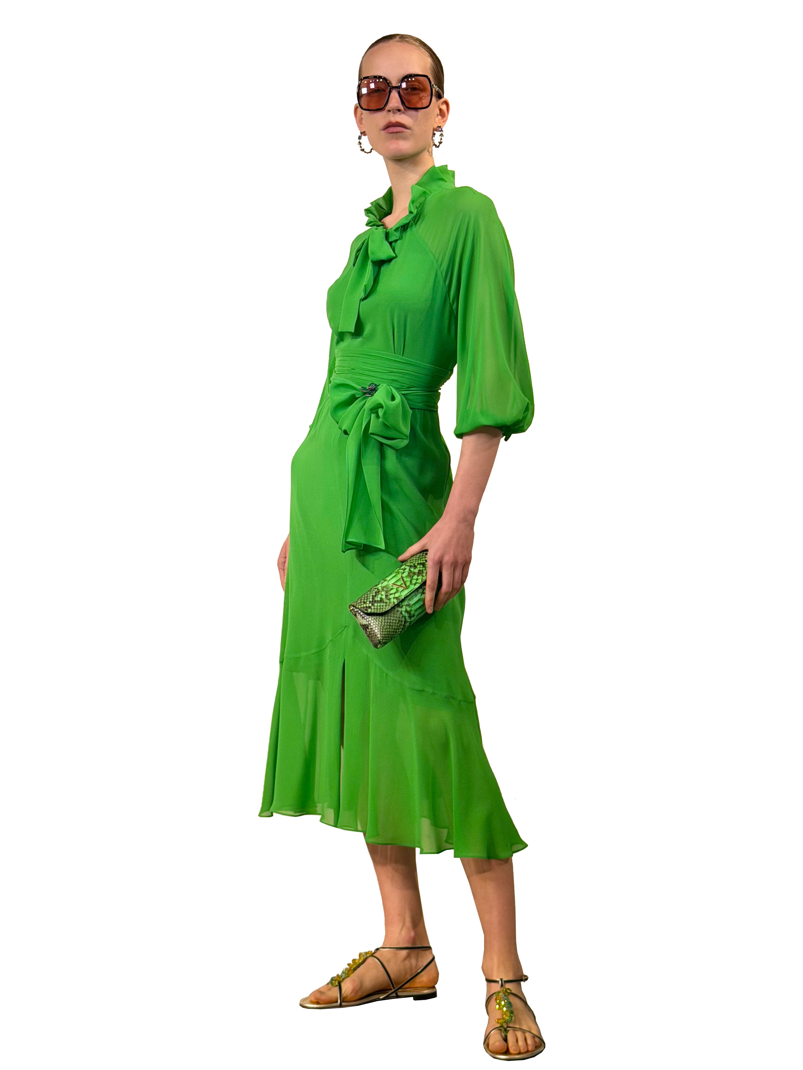 VESTIDO MIDI PIRATA AMAZONA GEORGETTE
