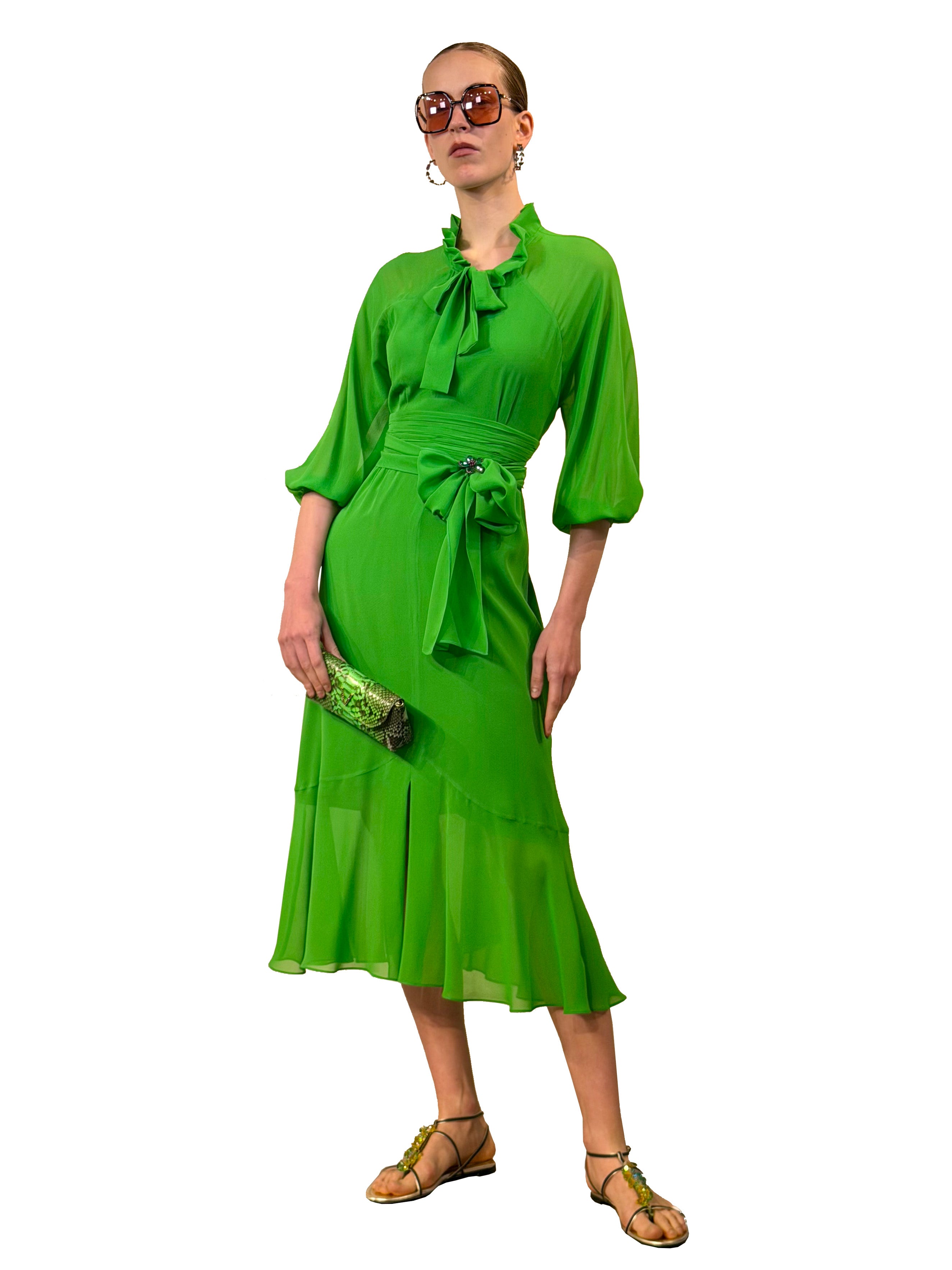 VESTIDO MIDI PIRATA AMAZONA GEORGETTE