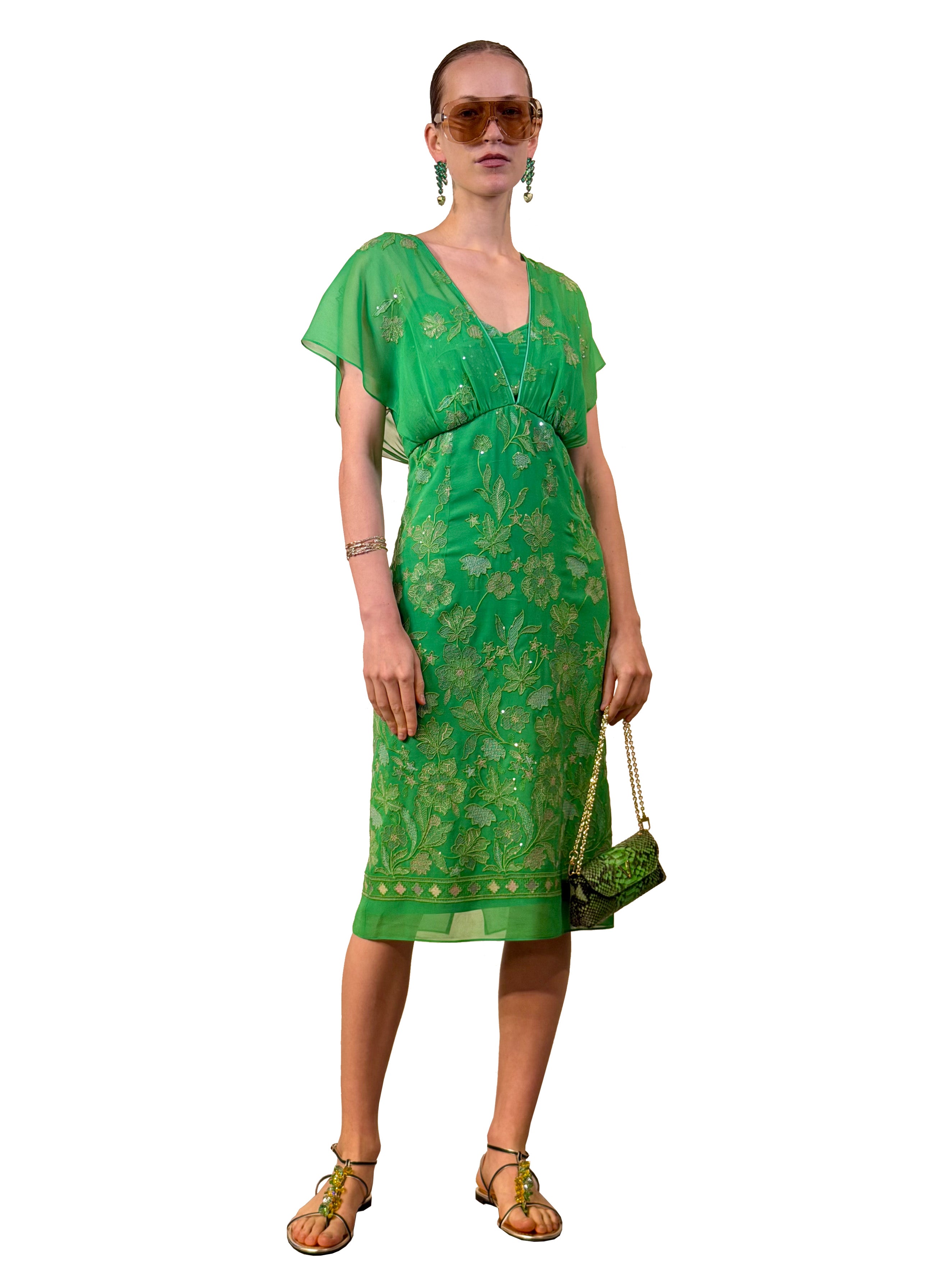 VESTIDO NEW KELSY GASA BORDADA